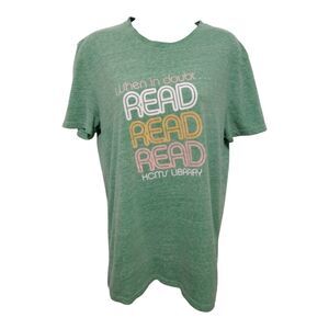 Vtg Retro Graphic Tshirt Read Bookworm Green Short Sleeve T-shirt Jersey Knit...